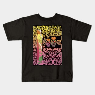 Celtic Girl (pink on black) Kids T-Shirt